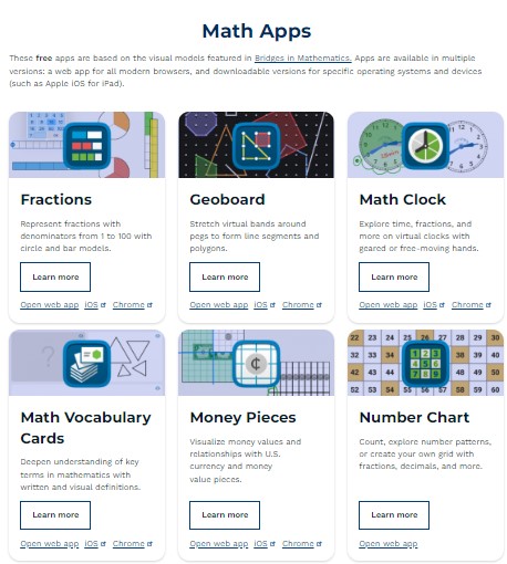 Screenshot of Math Learning Center Apps