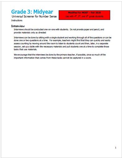 Grade 3 Midyear Screener Screenshot